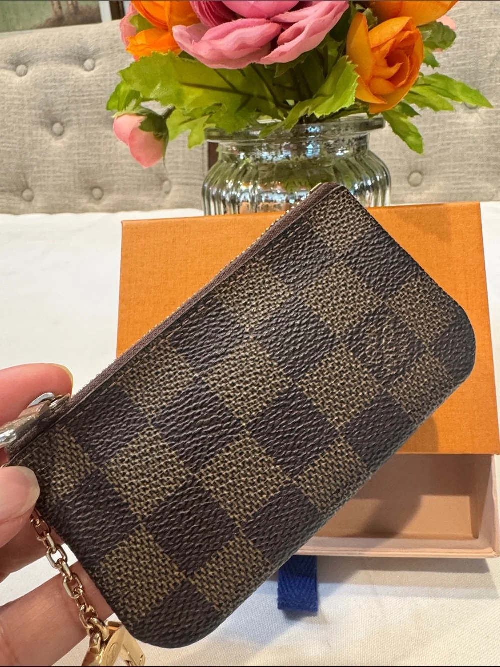 AuthenticLouis Vuitton Damier Ebene Key Cles